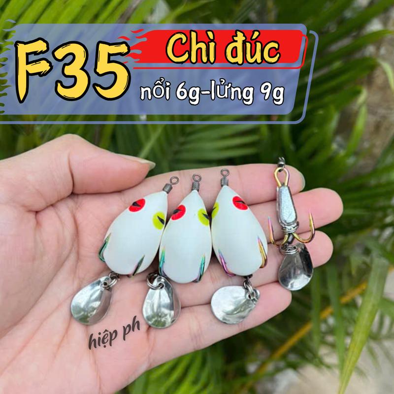 Mồi nhái hơi F35 chì đúc lưỡi titan size 3,5cm nặng 6g-9g lure cá lóc từ bú bình đến hugo hiệu quả