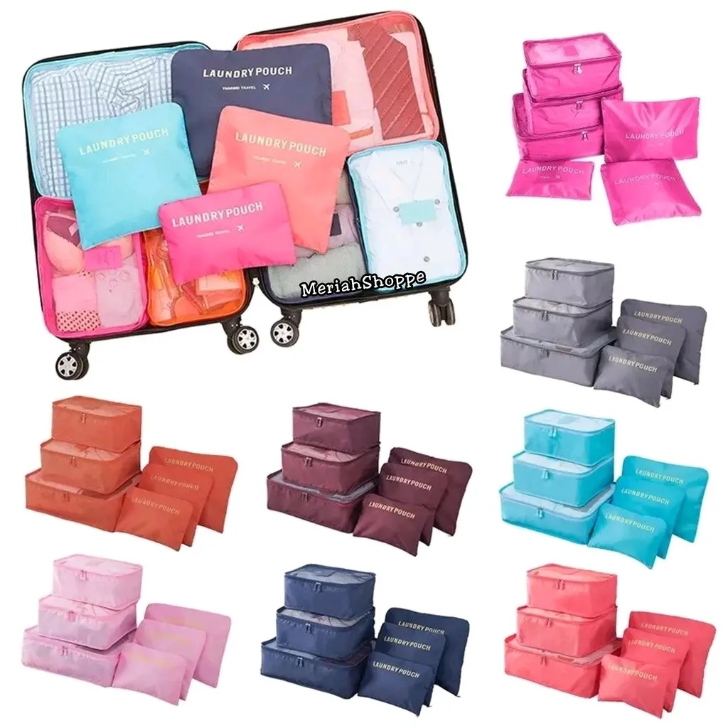 travel set bag 6in1 toilet cloth gadget underwear makeup pouch bags 6 in 1 tas koper pakaian kosmetik Medan meriah meriahshoppe