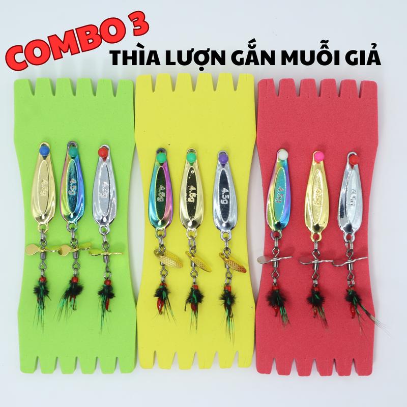 Combo 3 Thìa Lượn Gắn Mồi Muỗi Giả Đi Câu Lure Cá Mương, Rô Phi,Thiểu ,Ngão,...