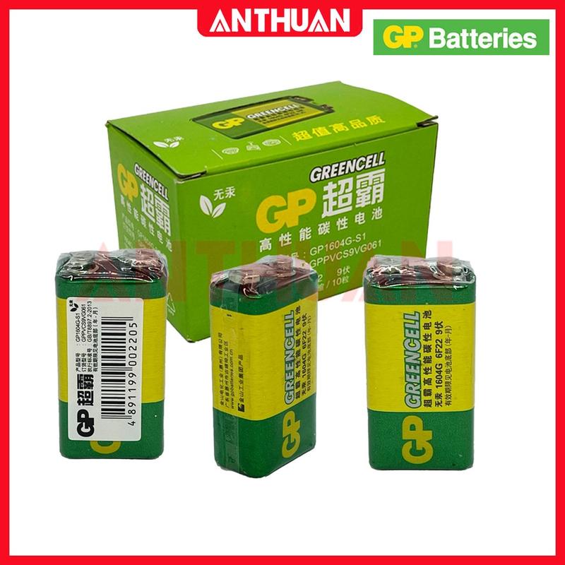 [1 viên] Pin Vuông 9V GP chất lượng cao, pin carbon 6f22 chuyên dùng cho đồng hồ vạn năng, chuông cửa, micro không dây đài