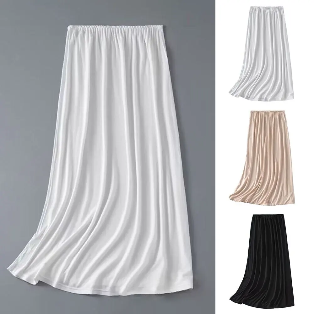 Comorta Fashion Thin Ice Silk Modal Female Half Length Skirt Lace Anti-Penetrating Underskirt Anti-glare High Waist Elastic Innerwear Short Skirt Women