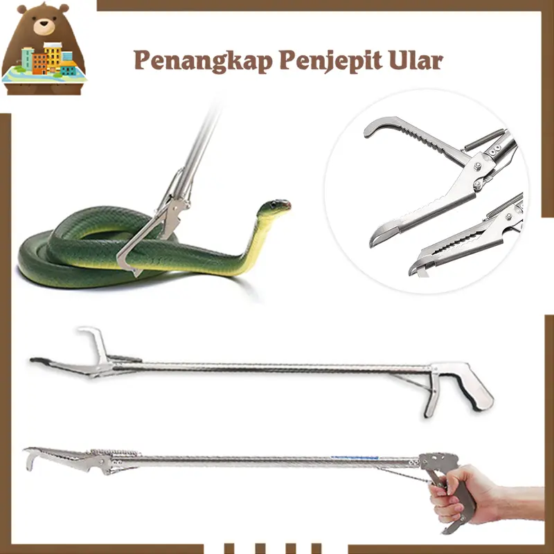 Tongkat Penangkap Ular Alat Penjepit Ular Snake Tongs Silver Stainless Alat Penjepit Sampah 0