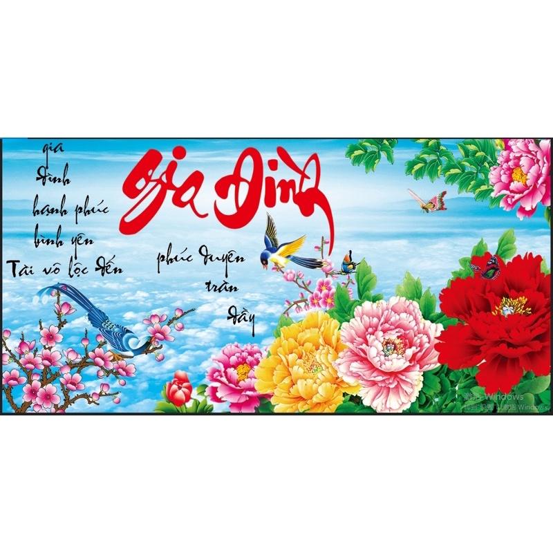 Tranh Đính Đá/Tranh Thêu Gia Đình Lv176(87*45),Lv3176(74*39)