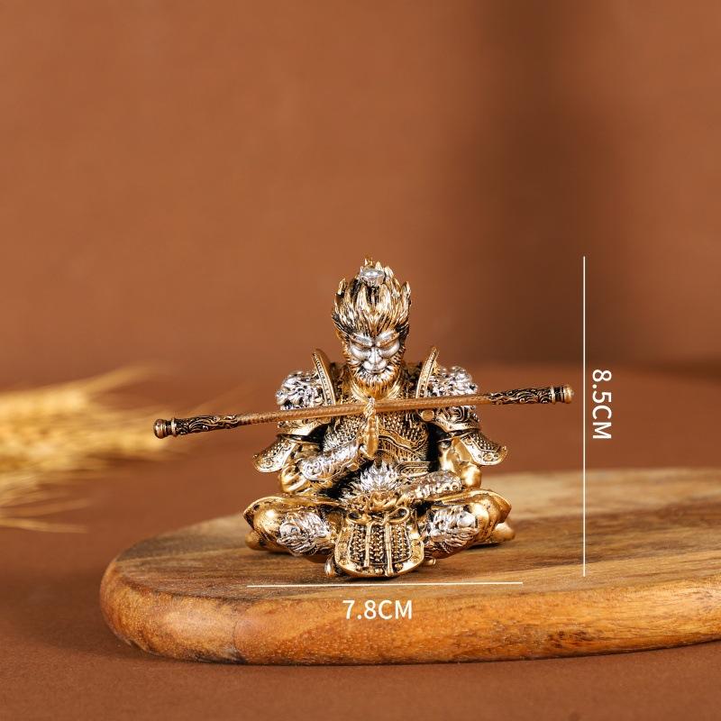 Product Introduction of National Fashion Black Myth Wukong Hand-Made Imitation Green Sandstone Small Ornaments Creative Living Room Tea Table Decoration Tea Ornaments Decoration Gifts 0