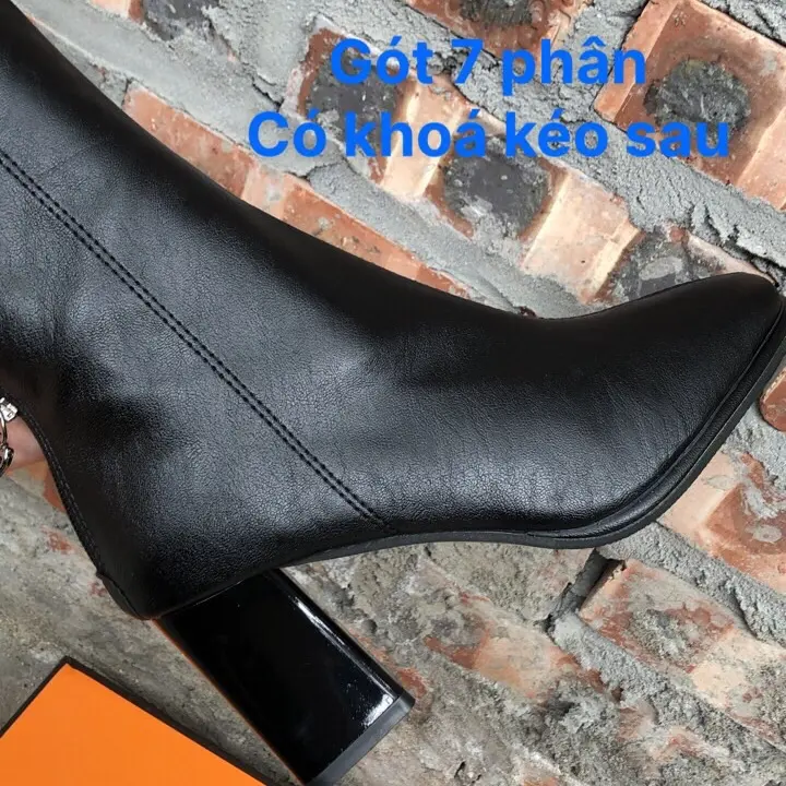 Boot đùi nữ cổ V gót cao 7P chất da mềm A58_611 GiàY Shoes Bốt bố t 6