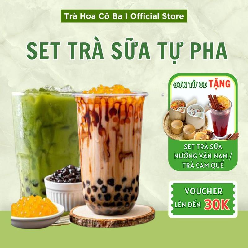 COMBO 5 Set Trà Sữa Tự Pha, Nguyên liệu làm trà sữa tại nhà 8-10 Ly TRÀ HOA CÔ BA