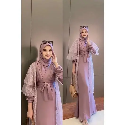 RAYYA DRESS KONDANGAN VIOLIN 2 IN 1 SILK MAXMARA BISA 5 LOOK MEWAH ANGGUN SIMPLE MODEL KIMONO Polos