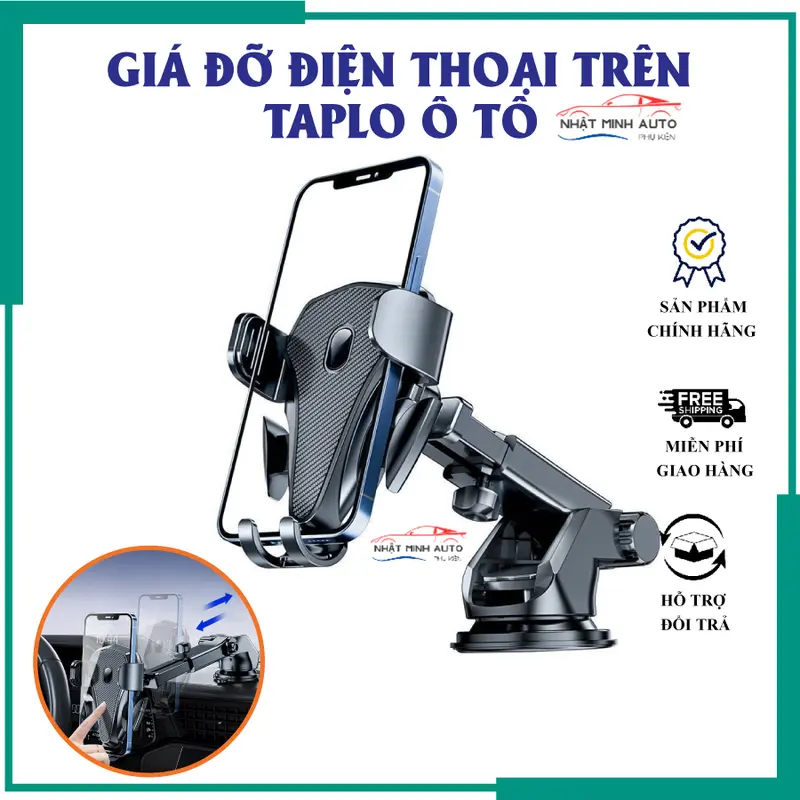 Giá đỡ điện thoại ô tô 2 trong 1, gắn taplo và kính lái, xoay 360 độ. Phụ Tùng 0