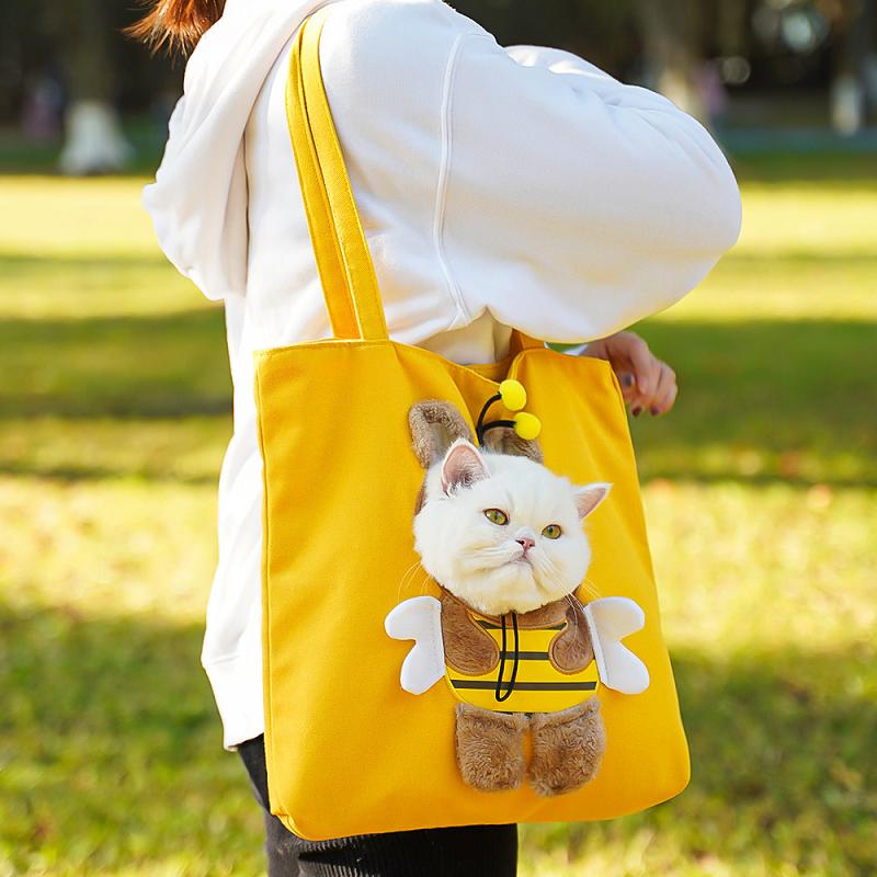 Product Introduction of Pet Canvas Shoulder Bag Lion shaped Cat Tote Bag Comfortable Pet Tote Bag Pet Shoulder Bag Portable Outdoor Cat Tote Bag 29