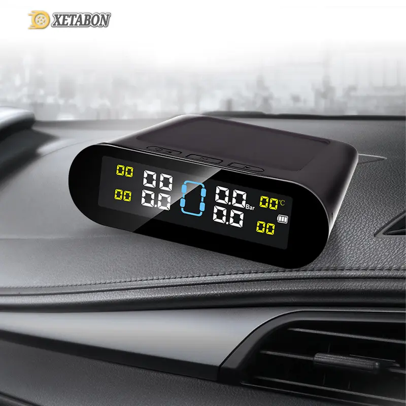 Cảm Biến áp suất lốp Ô TÔ van ngoài cao cấp T-02 XETABON, Pin sạc năng lượng mặt trời, màn hình LCD cảm bi 2