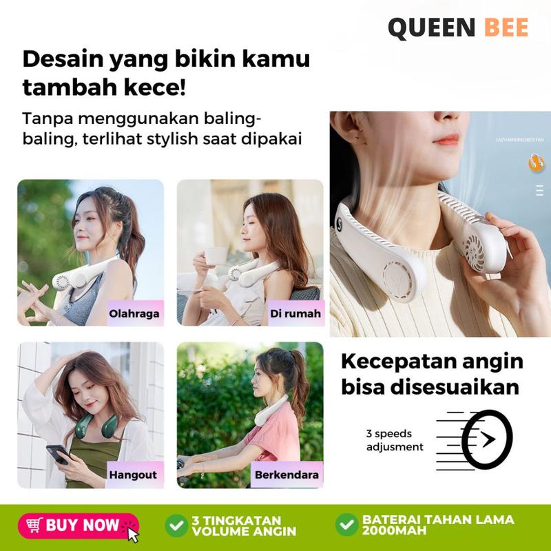 Product Introduction of Kipas Angin Leher Portable Gantung USB Tanpa Baling Elektrik Mini Hanging Bladeless Silent Rechargeable Portable Lazy Neck Fan 2