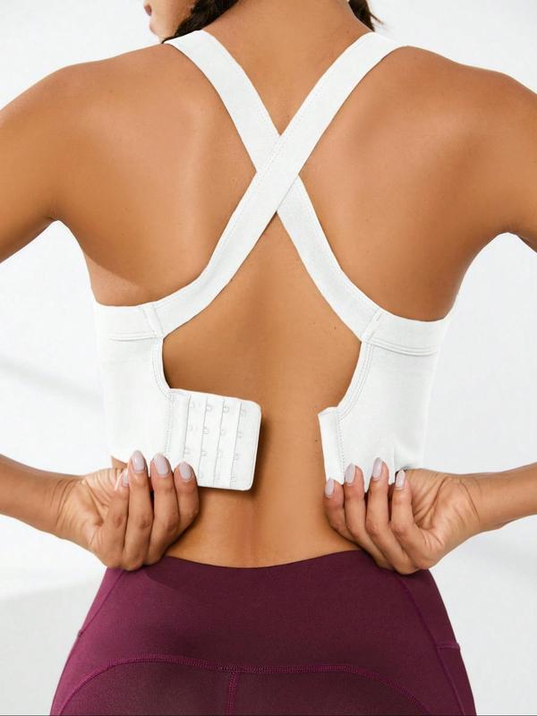 Women's Criss Cross Cut Out Sports Vest, Solid Color Sleeveless Sports Top for Yoga Gym Workout, Ladies Sportswear Clothing for Indoor Outdoor Wear, Gym Wear 1