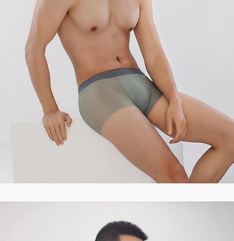 Product Introduction of Men's Boxer Briefs Ice Silk Cotton Modal Seamless Panties Underwear 3-Pack ice silk pure cotton crotch 11