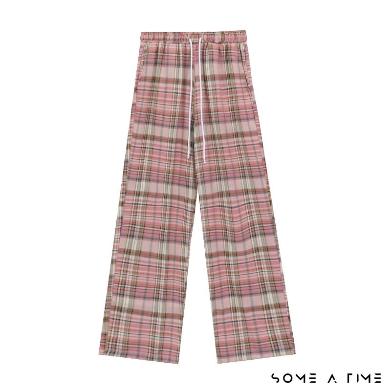Product Introduction of Quần Kẻ Caro Ống Suông Rộng Sometime 8 Màu Nam Nữ Unisex Có Giải Rút Vải Không Xù Mặc Đi Chơi Đi Ngủ-CR01 Ong Menswear 10