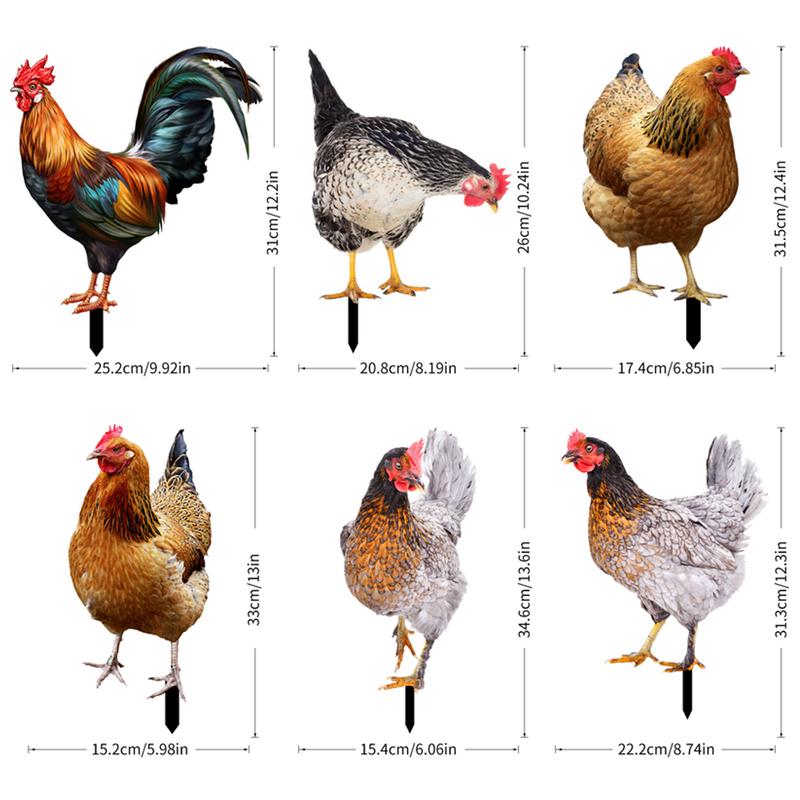 Rooster Decor Realistic Life-like Ornamental Double-sided Printing Acrylic Garden Statue Chicken for Yard 4