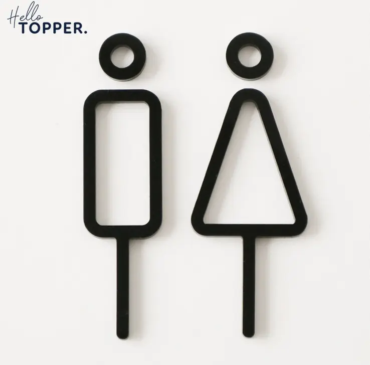 Stiker Sign Toilet Simple | Toilet Sign Acrylic Sticker | Akrilik Sign ...