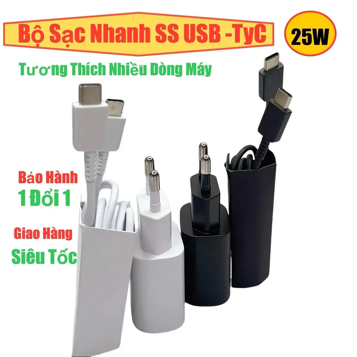 Bộ sạc nhanh ss 25w tyC to tyC với củ sạc nhanh 25W Cáp 5A, Sạc A51,A52,A53….A70,A80,A90…M51,M52,M53,M22,M31….hỗ trợ sạc dòng 15W,18W  Phụ Kiện