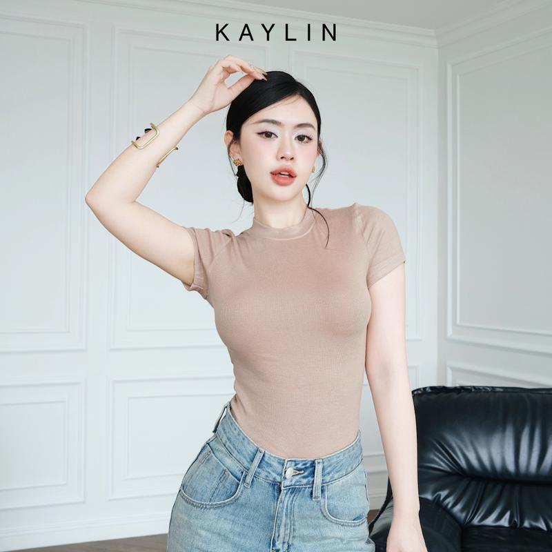 Áo thun nữ Basic chất gân form ôm body Cổ Tròn phong cách mát mẻ KAYLIN - N2116 Women Top