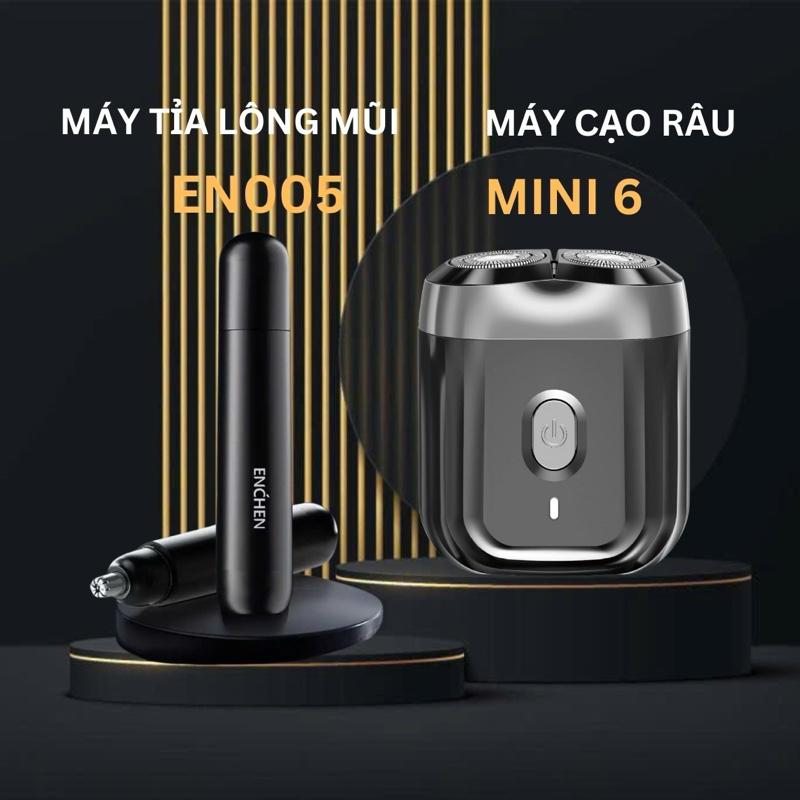 Máy cạo râu Enchen Mini 6 lưỡi dao kép mỏng, chống nước IPX7 ,pin sử dụng đến 2 tháng.