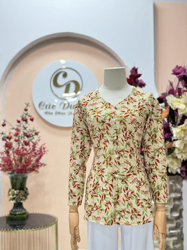 Áo lẻ (Không Kèm Quần) bà ba hoa văn, vải thun co giãn 4 chiều, thoáng mát, đủ màu, nhiều hoạ tiết, đồ trung niên cho mẹ (Không Kèm Quần)  Nữ - Shop Cúc Dưỡng