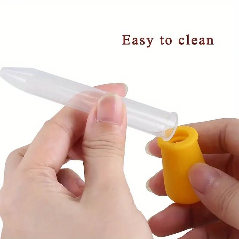 Product Introduction of Random Color Silicone Liquid Dropper, 5 Counts Liquid Transfer Dropper, Anti Choking Eating Medicine Dropper for Indoor & Outdoor, Glass Pipette 5
