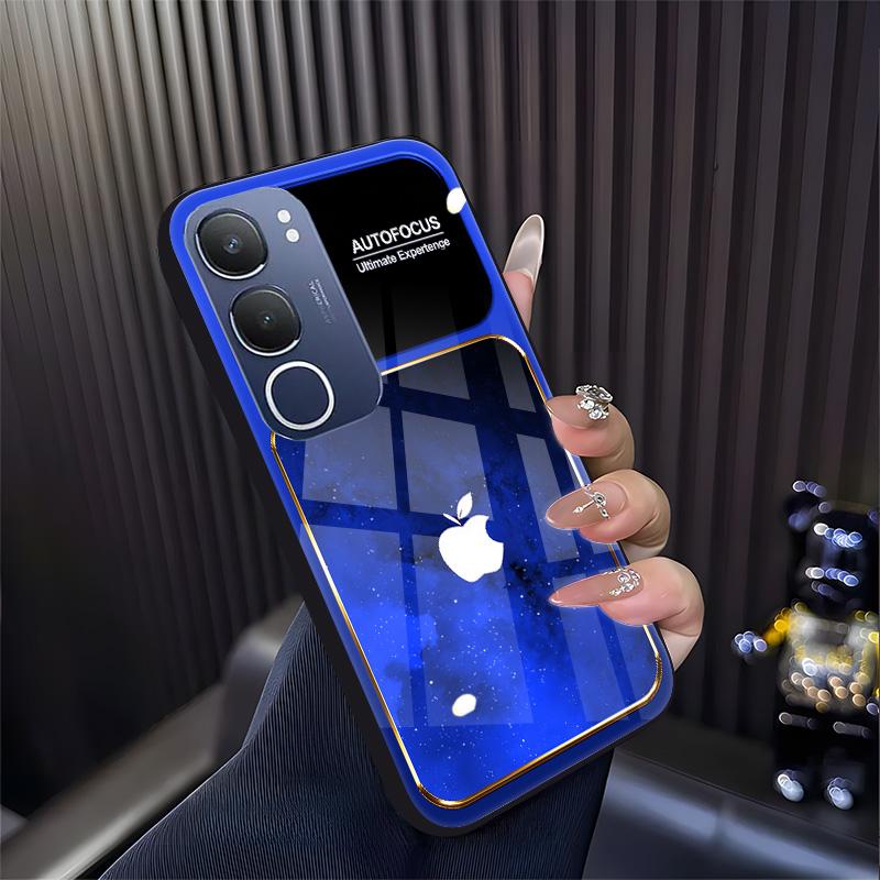 Cocok untuk casing ponsel vivo Y29 Casing ponsel kaca desain terbaru dengan pola huruf langit berbintang.-BLK