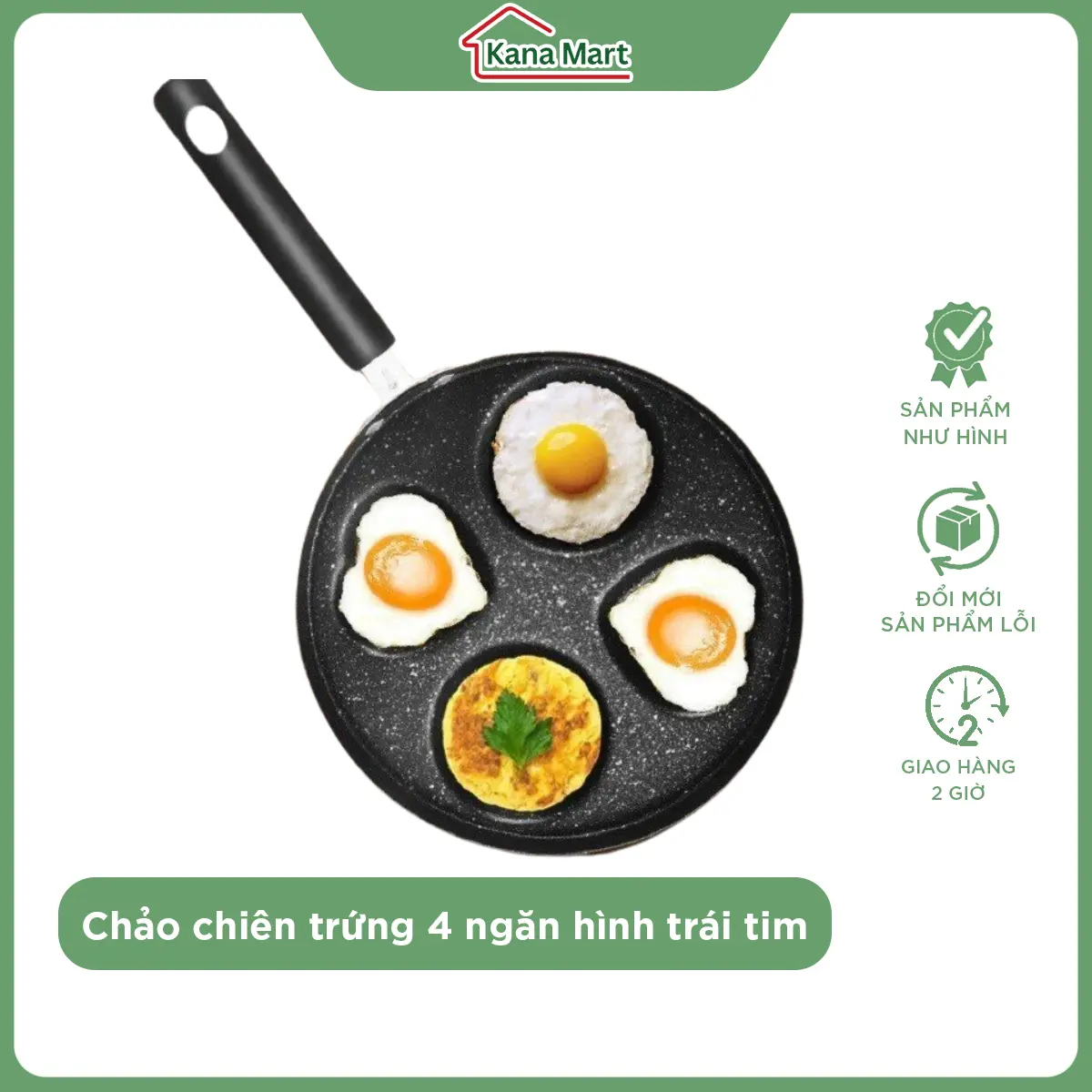 Chảo chiên trứng 4 ngăn KANA MART hoạ tiết trái tim