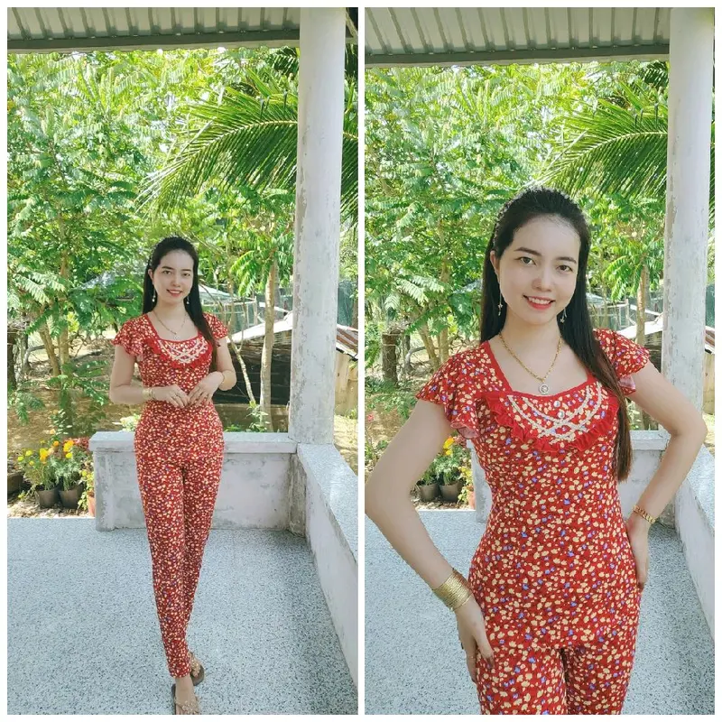 bộ cổ vuông phối bèo màu tay cánh tiên quần dài ống nhỏ size 12345 (40-78kg) Áo Thun 4
