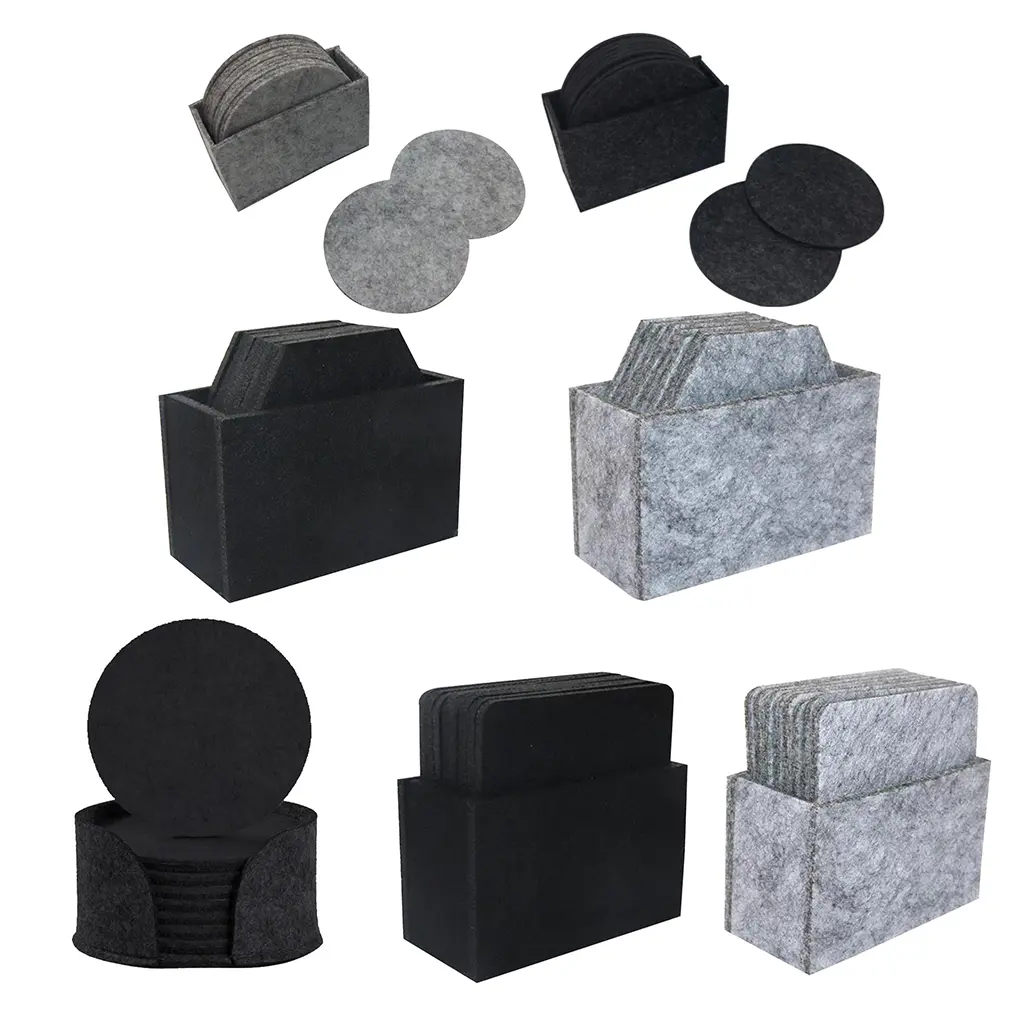 10 Pieces Felt Material Design Cup Coasters Cup Mats Table Coasters for Drinks Cups Glass Table Decorations with Holders