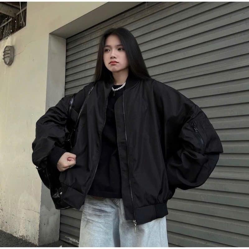 Áo Khoác Dù Vai Nhúng Có Túi Áo Khoác Dù 2 Lớp, áo khoác gió dáng boxy unisex nam nữ