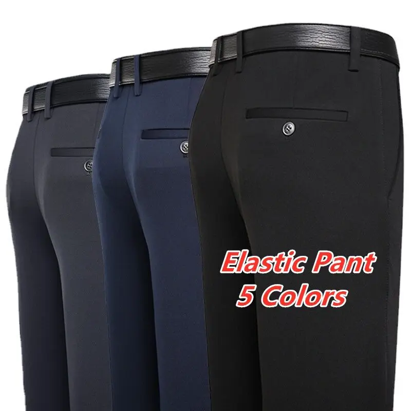 Ready stock CEO men's formal pant office pants for men stretchable elastic casual long trousers business man father pants slack male
