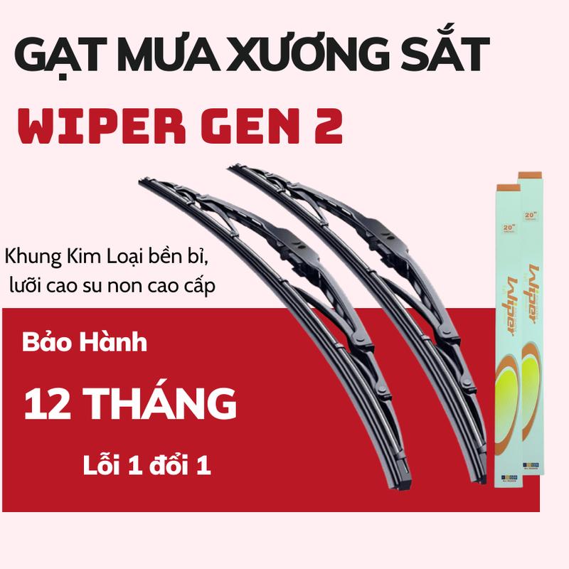 Gạt mưa ô tô xương sắt Wiper Gen 2, gạt mưa khung sắt cực bền cao cấp, lưỡi gạt silicon gạt sạch, gạt êm, dễ lắp đặt
