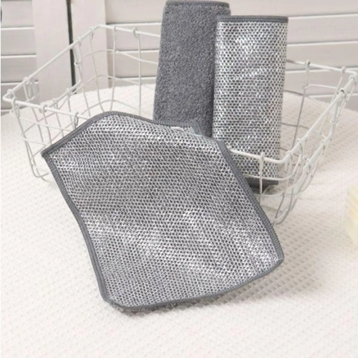 1 Khăn lau nhà bếp bằng vải lưới sợi kim loại đa năng tiện dụng 20x20cm