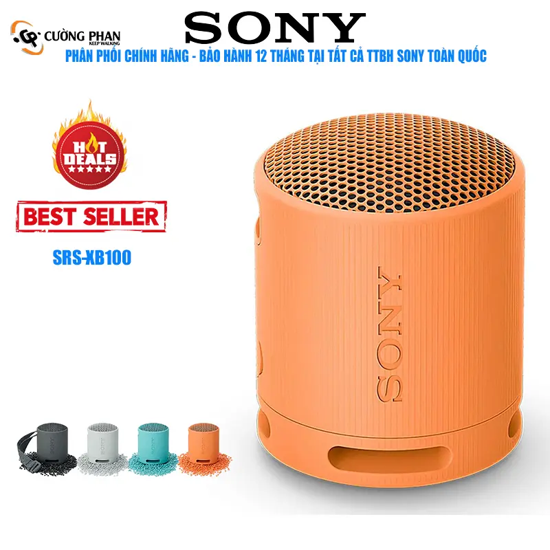 SONY SRS-XB100 Loa Bluetooth Mini, Bass Mạnh Mẽ - Mẫu Mới 2023 - Bảo hành điện tử 12 tháng tại tất cả TTBH SONY toàn quốc Nghe Nhạc Loa Không Dây Củ Loa