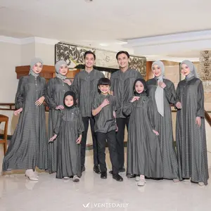 Kinasih Family Sarimbit Keluarga Lebaran 2025 Gamis Kemeja Dewasa Baju Couple Anak - Darkgrey, Gamis Ibu M