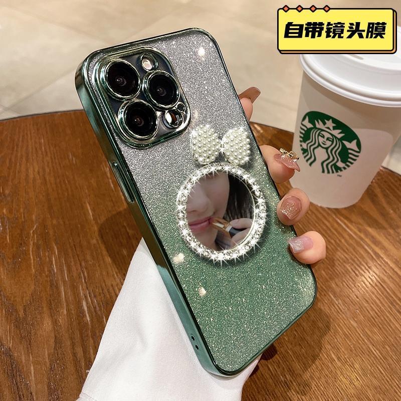 Gương trang điểm với nút thắt nơ, kim cương giả, Ốp Điện Thoại , thích hợp cho IPhone 14 13 12 11 Pro Max X / xsmax Xr 7 / 8 7 / 8puls 6 / 6s 6 / 6puls