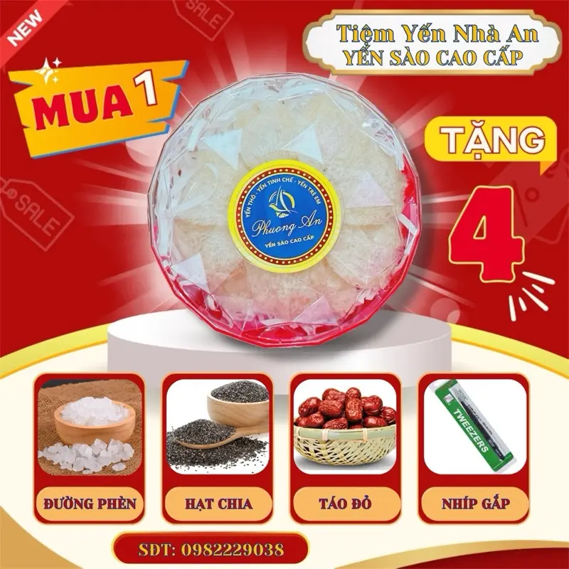 Tổ Yến Tinh Chế Sợi Dài - TẶNG KÈM TÁO ĐỎ, HẠT CHIA - thực phẩm hổ trợ sức khoẻ ( TIỆM YẾN NHÀ AN )