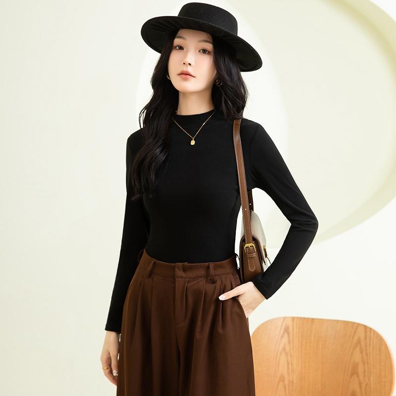 Product Introduction of Women's Autumn and Winter Bottoming Shirt Half Turtleneck Fashionable Inner Wear Solid Color Long Sleeve Thick Warm Underwear 6