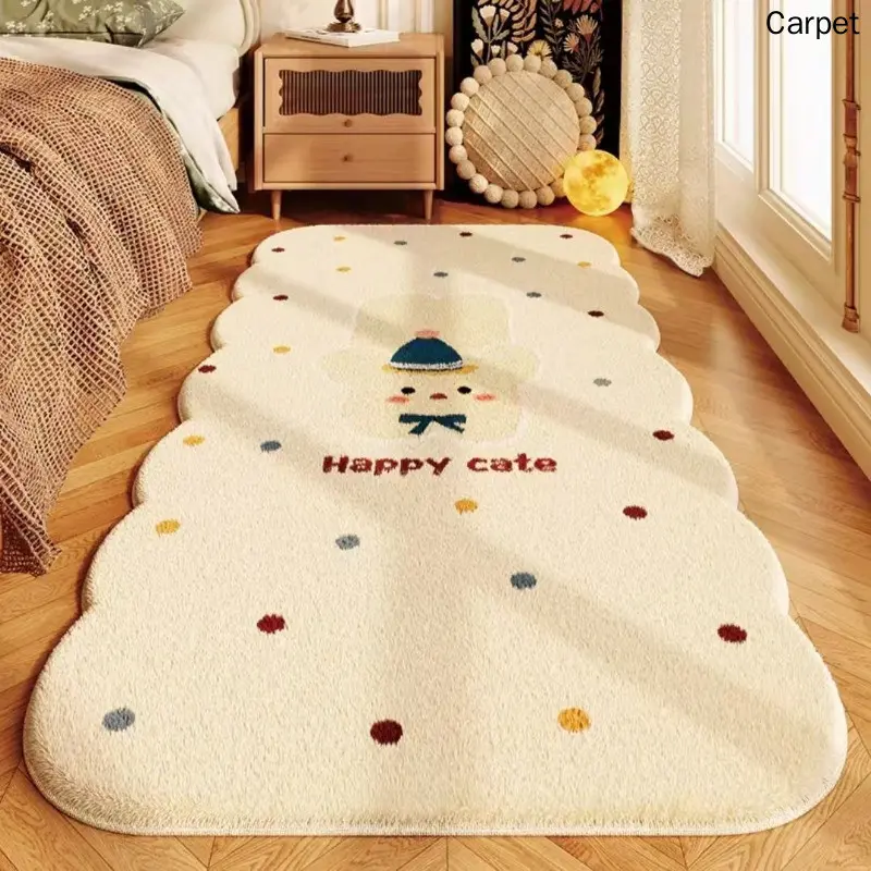 Cartoon Puppy Bedside Blanket Bedroom Living Room Plush Carpet Imitation Cashmere Cushion Long Strip Thickened Floor Mat