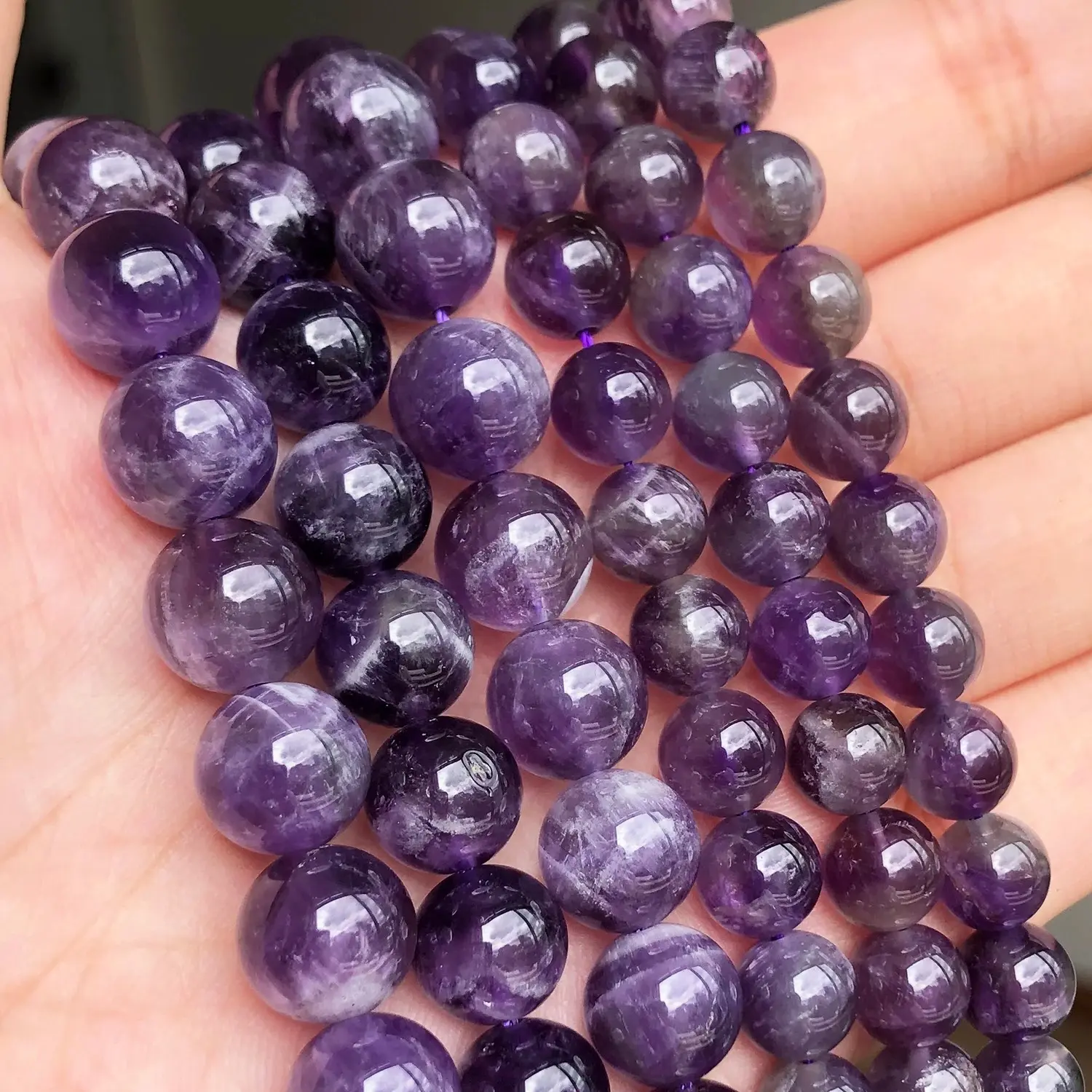 Natural Purple round Beads a String of Beads Bracelet DIY Loose Beads Accessories
