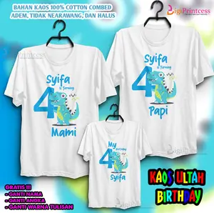 KAOS COUPLE FAMILY BIRTHDAY TEMA DINO / KAOS ULANG TAHUN Combed Custom Dewasa Keluarga Panjang Pasangan Baju