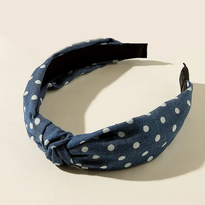 3pcs Denim Striped Dot Headband Women's Fashion Simple Blue Hair Accessories 7
