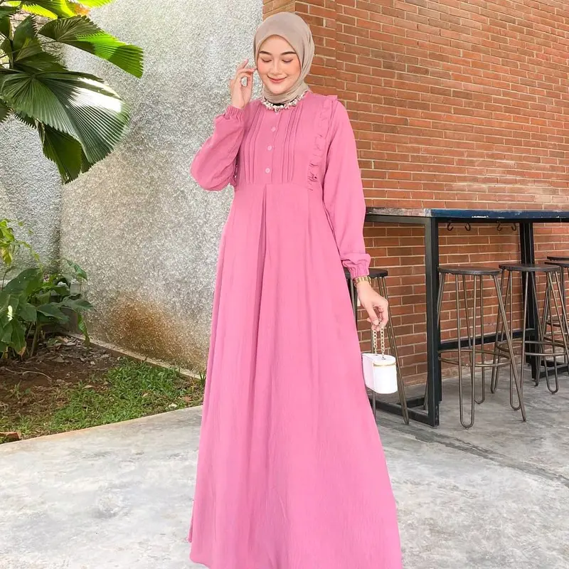 gamis kekinian cringkel jumbo lebaran terbaru 2