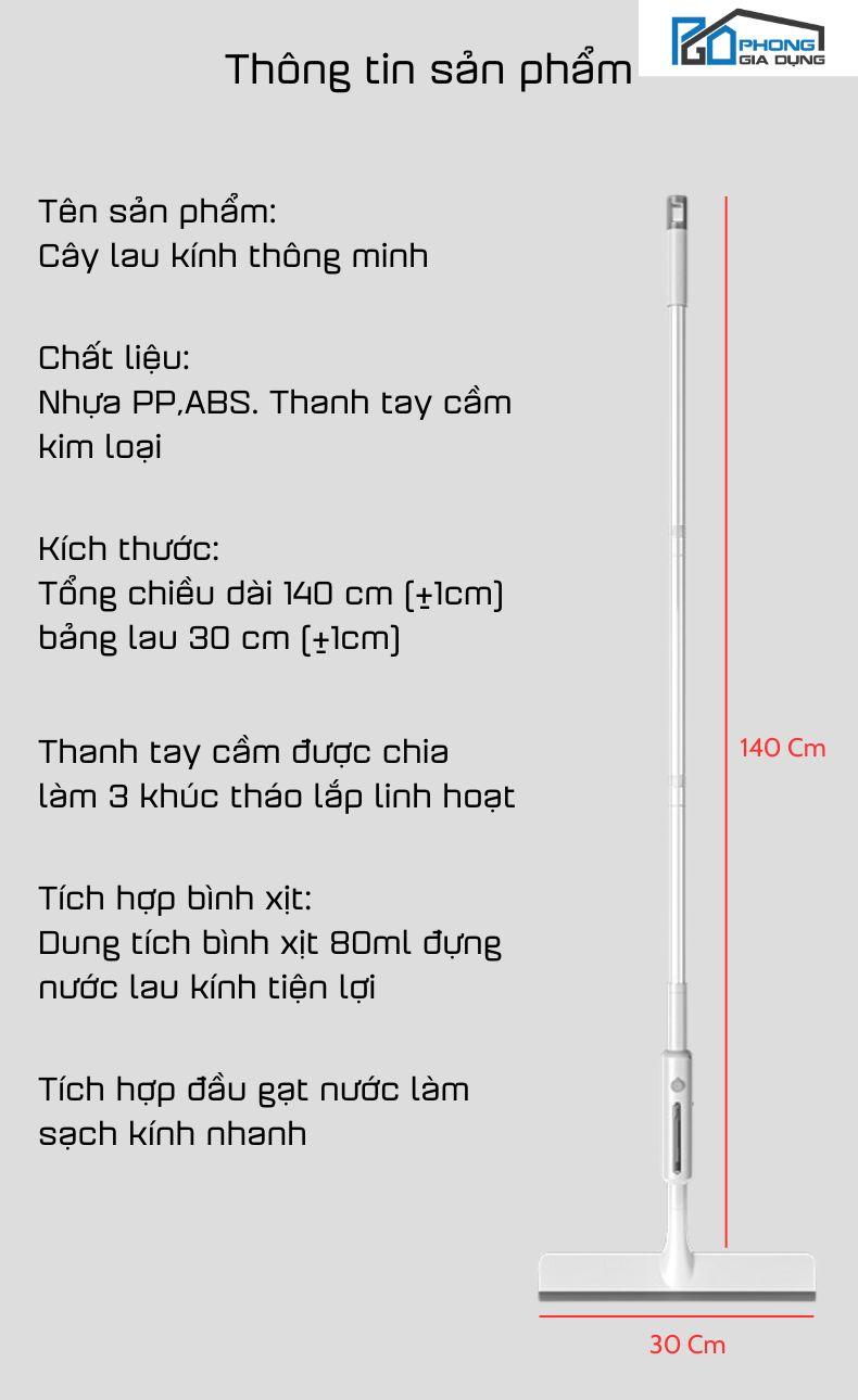 Product Introduction of Cây lau kính, gạt chùi kính phun sương 3 trong 1 cán kim loại chắc chắn (2) 0