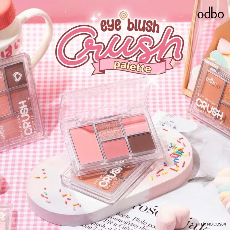  Bảng Phấn Mắt ODBO 5 Ô Nhũ Lì Tích Hợp Má Hồng Vỏ Trong Eye Blush Crush 6g 