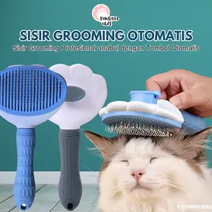 Pawsitive Vibes Sisir Grooming Profesional Untuk Anjing Kucing dengan Tombol Otomatis - Sisir Anjing Kucing Otomatis