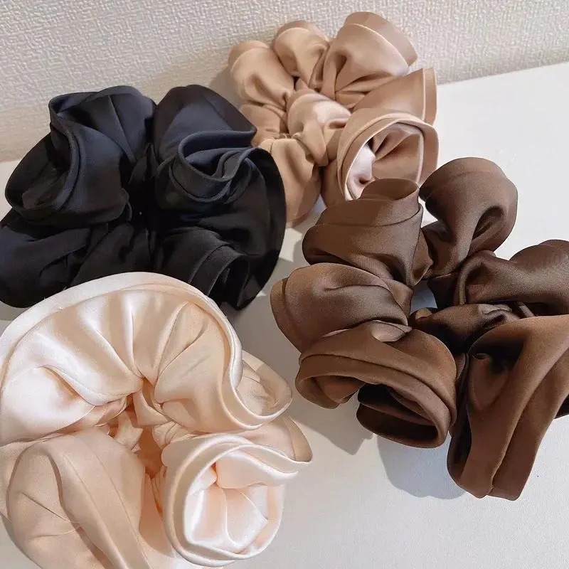 New Fashion Big Size Scrunchie Ruffle Elastic Hair Bands Girls Updo Headwear Elegant Ribbon Hair Ties Women Hair Accessories