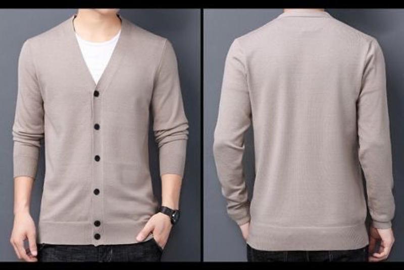 Product Introduction of Áo Khoác Cardigan Len Dệt Kim, Hàng Mới Về, Thích Hợp Cho Mùa Xuân Và Mùa Thu, Phong Cách Thường Ngày Màu Trơn Áo Len Mỏng Cho Nam, Thích Hợp Cho Nam Trung Niên Menswear 13