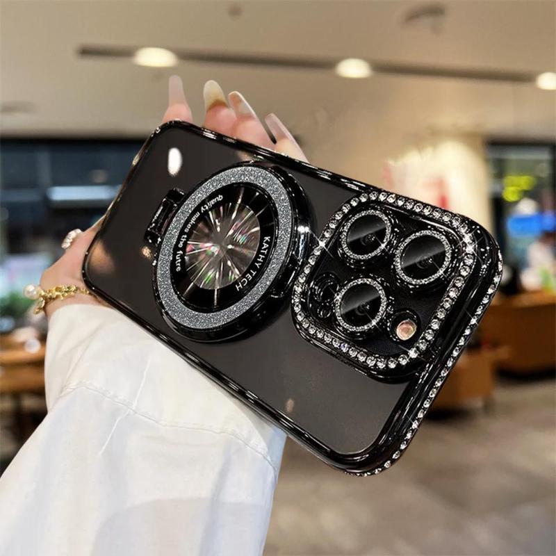Product Introduction of Fashion Camera Design Phone Case with Lens Protector, Rhinestone Decor Phone Protective Cover, Phone Accessories Compatible with iPhone 12 13 14 15 16 Plus Pro Max, Casing 3