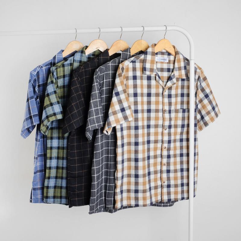 Schouten Shirt Lengan Pendek Pria - Flannel Picazzo All Variant Keren Nyaman 2